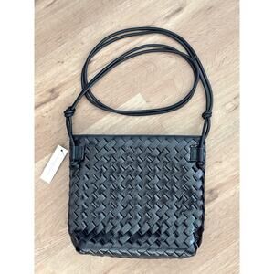 New with Tags Chinese Laundry Woven Black Patent Crossbody Purse Bag